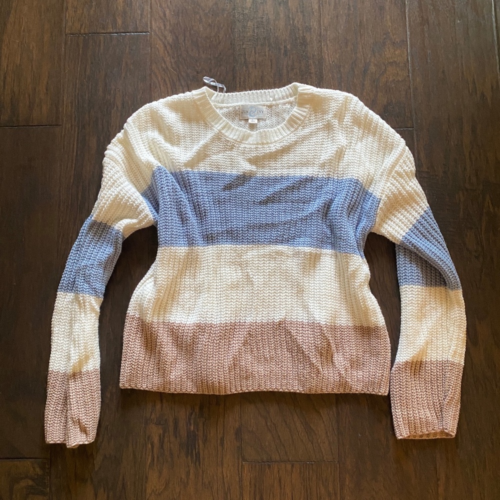 Jun & Ivy Womens large knit color block sweater